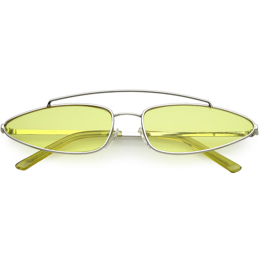 zeroUV Retro 1990's Slim Triangle  Color Tone Flat Lens Sunglasses C725 Sunglasses White Smoke Silver Yellow