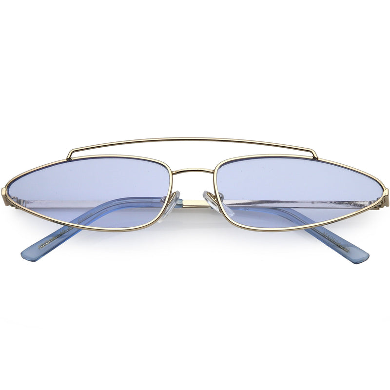 zeroUV Retro 1990's Slim Triangle  Color Tone Flat Lens Sunglasses C725 Sunglasses White Smoke Gold Blue