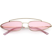 zeroUV Retro 1990's Slim Triangle  Color Tone Flat Lens Sunglasses C725 Sunglasses White Smoke Gold Pink