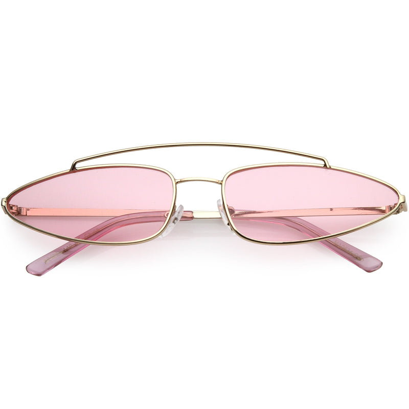 zeroUV Retro 1990's Slim Triangle  Color Tone Flat Lens Sunglasses C725 Sunglasses White Smoke Gold Pink