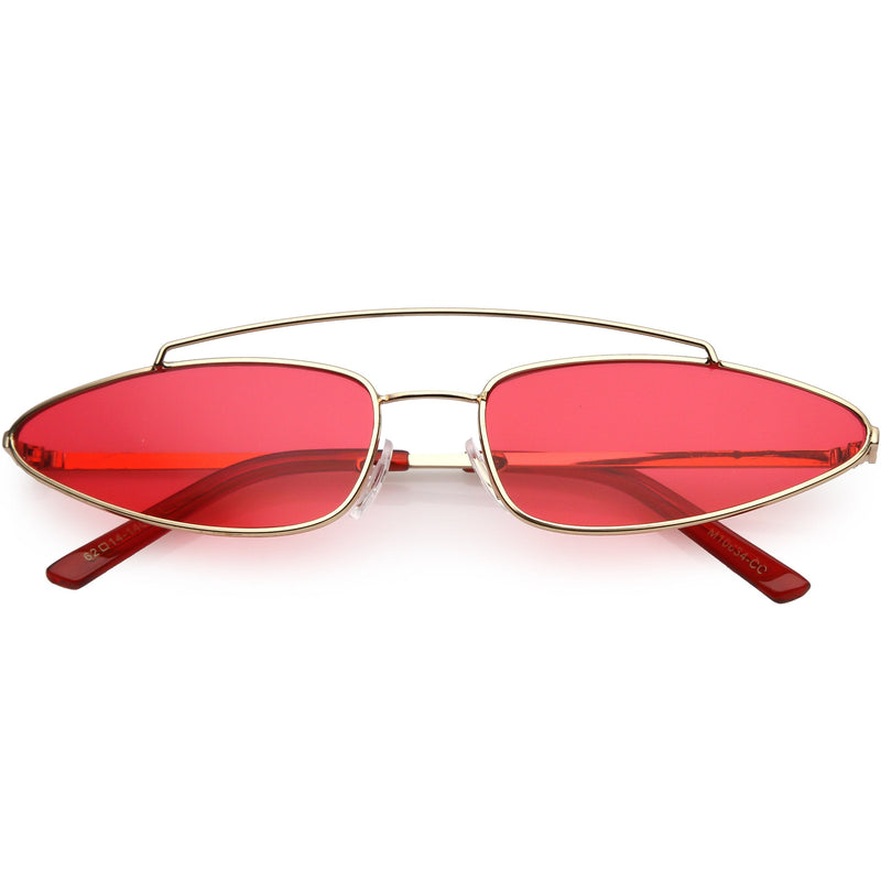 zeroUV Retro 1990's Slim Triangle  Color Tone Flat Lens Sunglasses C725 Sunglasses White Smoke Gold Red