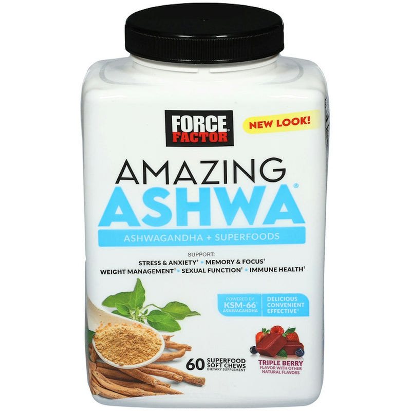 Force Factor Amazing Ashwa Cw 60 Triple Berry Vitamins & Supplements White Smoke