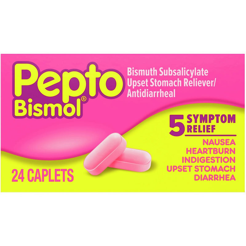Pepto Bismol Pepto Bismol Upset Stomach Reliever/Antidiarrheal, 5 Symptom Relief, Caplets Health & Beauty Hot Pink