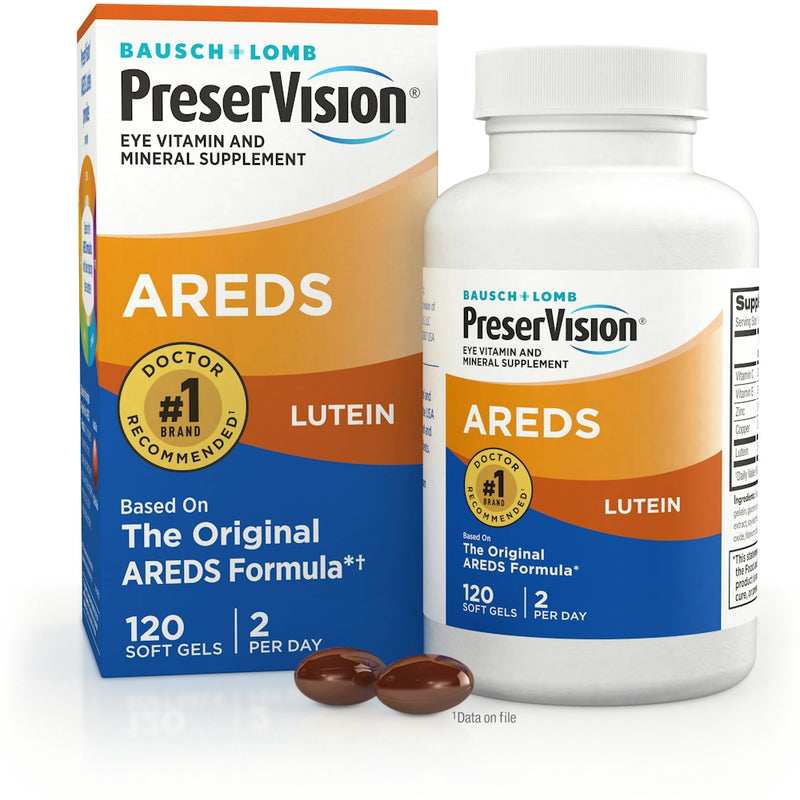Bausch + Lomb PreserVision Eye Vitamin & Mineral Supplement, AREDS Formula, Lutein, Soft Gels Vitamins & Supplements White Smoke