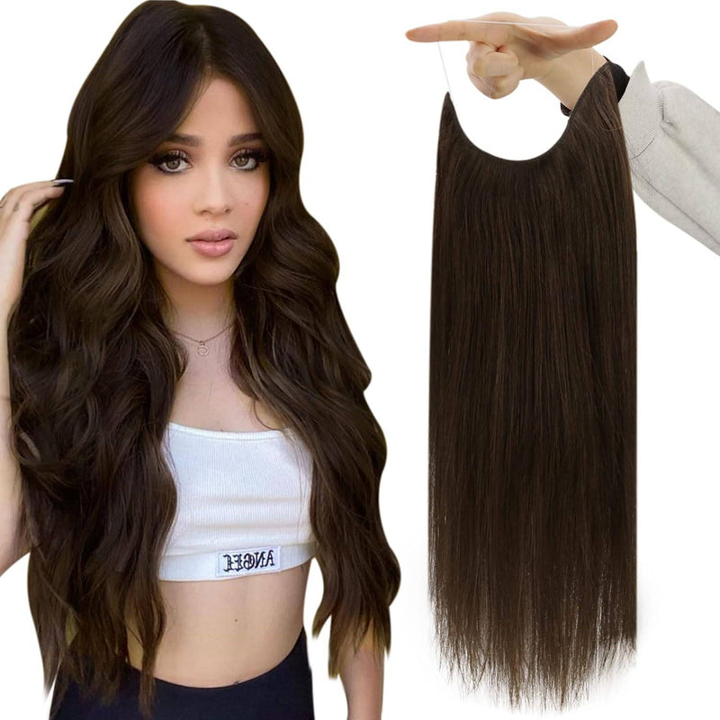 VIP Extensions VIP BandX Halo / Silky Straight 24" with Clip Hair Extension White Smoke #2 Dark Brown