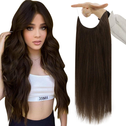 VIP Extensions VIP BandX Halo / Silky Straight 24" with Clip Hair Extension White Smoke #2 Dark Brown