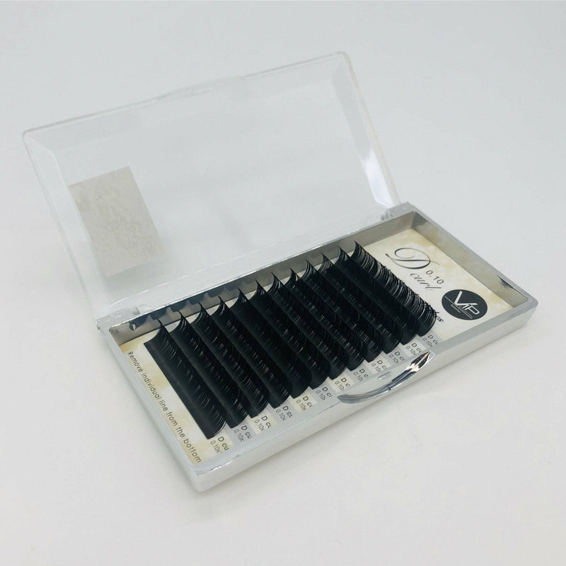 VIP Extensions VIP Eyelashes New Cuticle Lash Extension 12 Lines Eyelash Extensions Light Gray 0.10-D-10mm