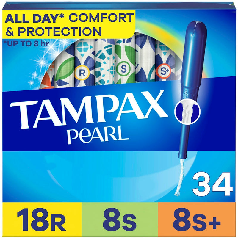 Tampax Tampax Pearl Tampons, Regular/Super/Super Plus Absorbency With LeakGuard Braid, Triple Pack, Unscented Tampons Deep Sky Blue