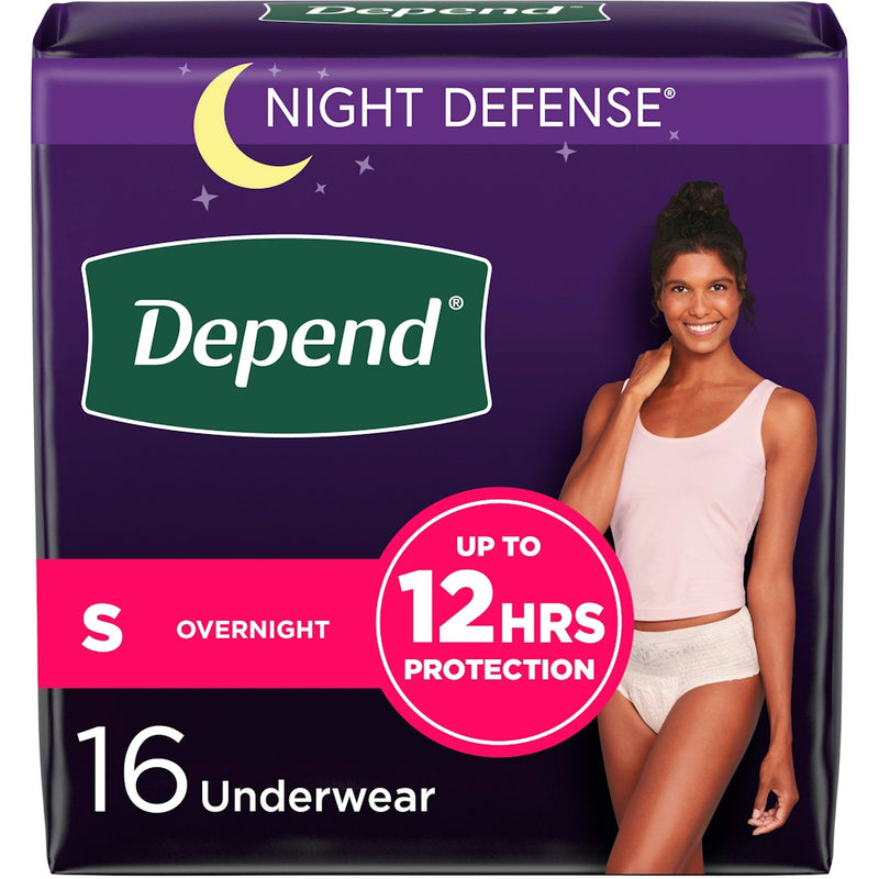 Depend Depend Night Defense Incontinence Overnight Underwear for Women, Small, 16 Count Incontinence Aids Midnight Blue