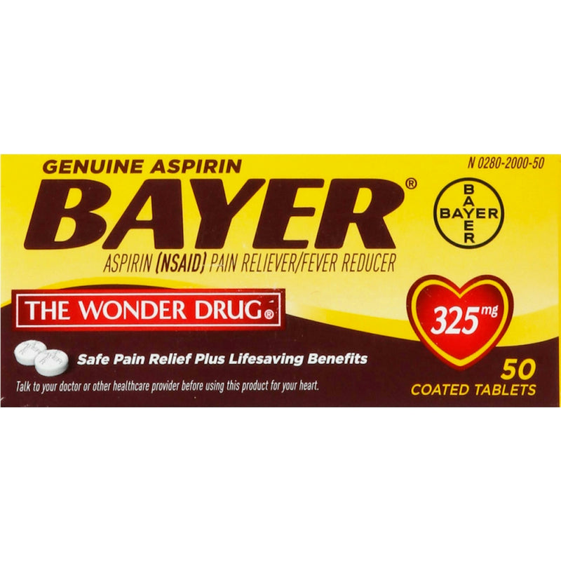 Bayer Bayer Genuine Aspirin 325mg Coated Tablets – Standard Strength Pain Relief, 50 ct Medicine & Drugs Saddle Brown
