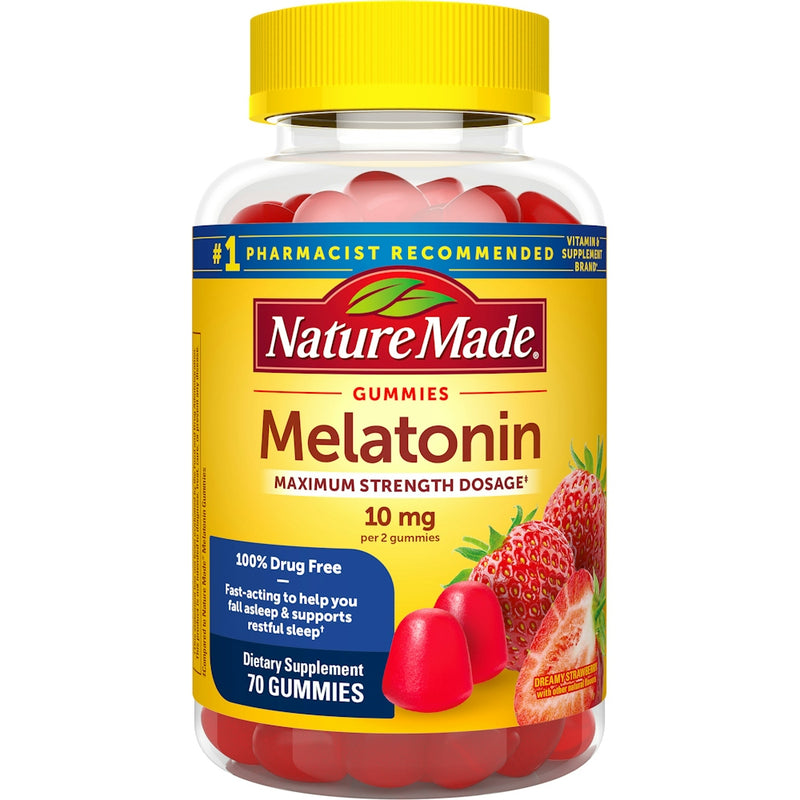 Nature Made Nature Made Melatonin, Maximum Strength Dosage, 10 Mg, Gummies, Dreamy Strawberry Health & Beauty White Smoke