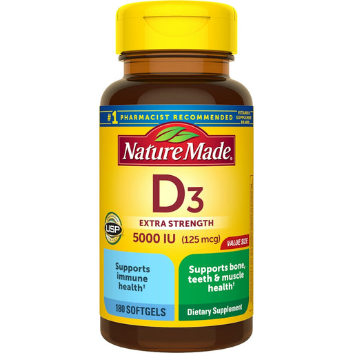 Nature Made NM Vitamin D3 Es Gc 125 Mcg 180 Sfg Vitamins & Supplements White Smoke