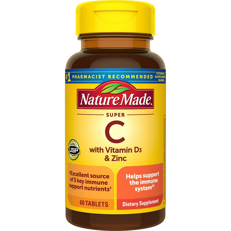 Nature Made N M  Super C Vit D3 Zinc Tb 60 Vitamins & Supplements White Smoke