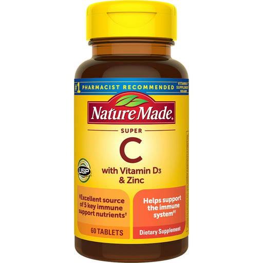 Nature Made N M  Super C Vit D3 Zinc Tb 60 Vitamins & Supplements White Smoke