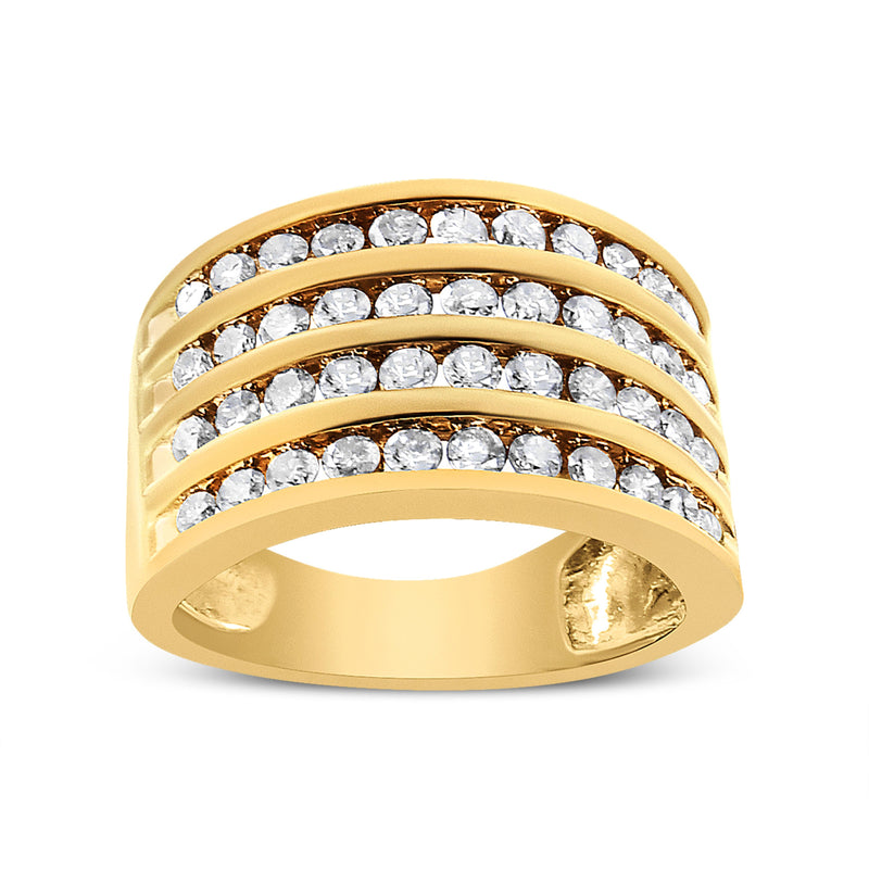Bids.com 10K Yellow Gold Plated .925 Sterling Silver 1 1/2 Cttw Diamond 4 Row Channel Band Ring (Champagne Color, I2-I3 Clarity) Size 7 Rings White Smoke 7 / Yellow.Sterling Silver,5 / Yellow.Sterling Silver,8 / Yellow.Sterling Silver,6 / Yellow.Sterling Silver,9 / Yellow.Sterling Silver