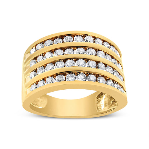 Bids.com 10K Yellow Gold Plated .925 Sterling Silver 1 1/2 Cttw Diamond 4 Row Channel Band Ring (Champagne Color, I2-I3 Clarity) Size 7 Rings White Smoke 7 / Yellow.Sterling Silver,5 / Yellow.Sterling Silver,8 / Yellow.Sterling Silver,6 / Yellow.Sterling Silver,9 / Yellow.Sterling Silver