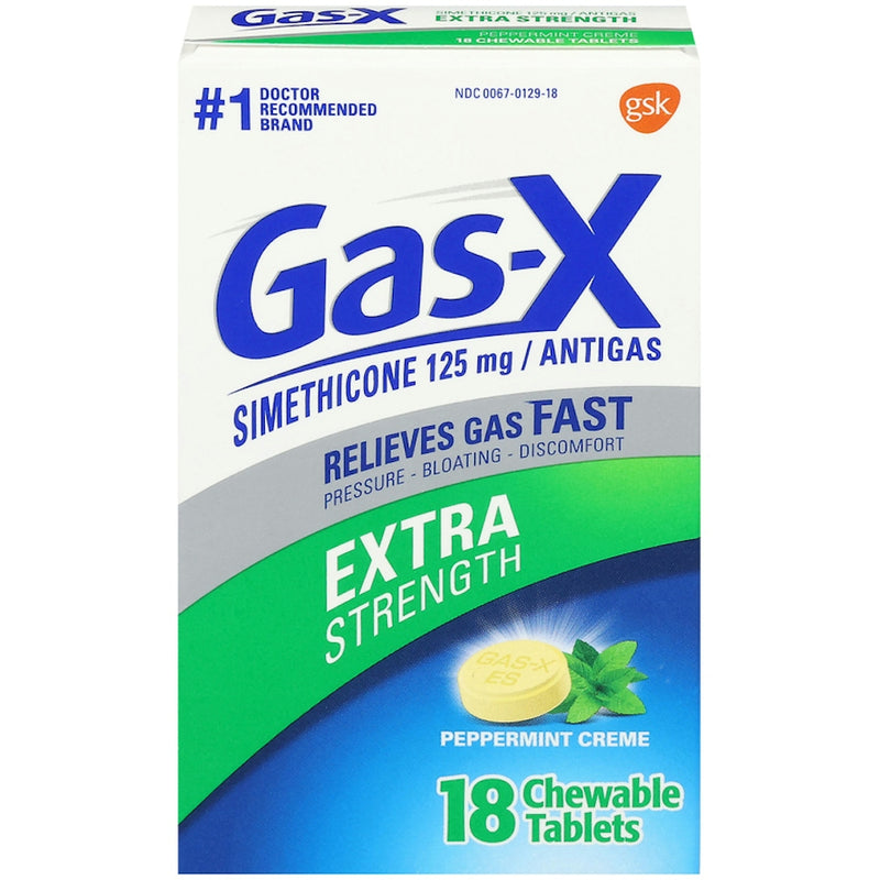 Gas-X Gas-X Extra Strength Chewable Relief Tablets, Simethicone 125 Mg, Peppermint Creme Health & Beauty White Smoke