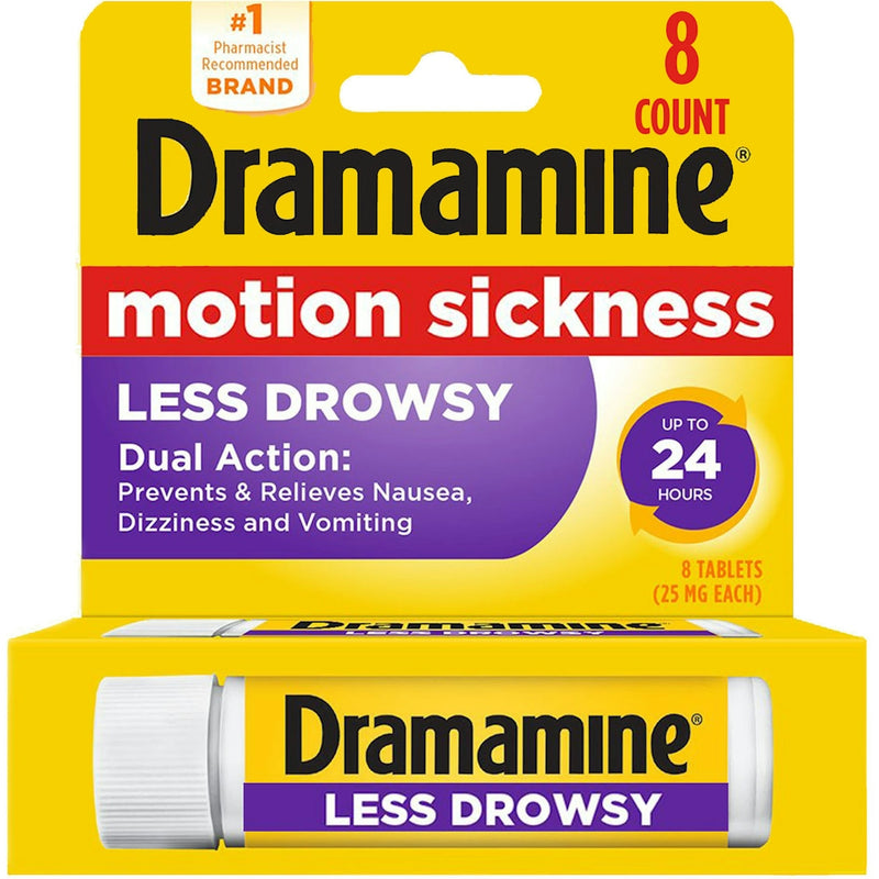 Dramamine Dramamine All Day Less Drowsy Motion Sickness Relief Tablets, 25 Mg Health & Beauty White Smoke