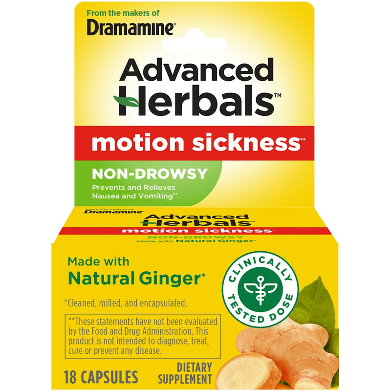 Dramamine Dramamine Naturals Non-Drowsy Motion Sickness Relief - 18 Capsules Medicine & Drugs White Smoke