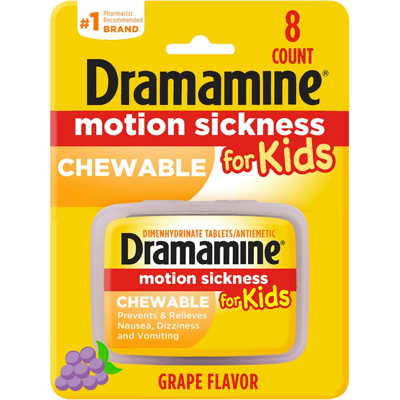 Dramamine Dramamine Motion Sickness Relief, For Kids, Travel Case, Chewable Tablets, Grape Flavor Health & Beauty Gold