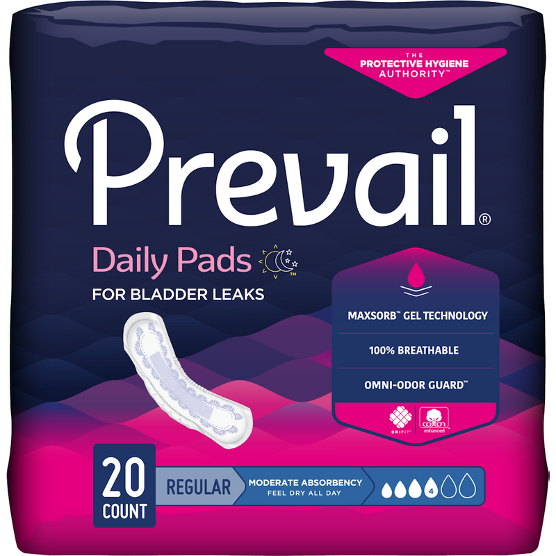 Prevail Prevail Daily Pads Moderate Absorbency Regular 9 X 20 Ct Pads-Absorbent Daily Pads Midnight Blue