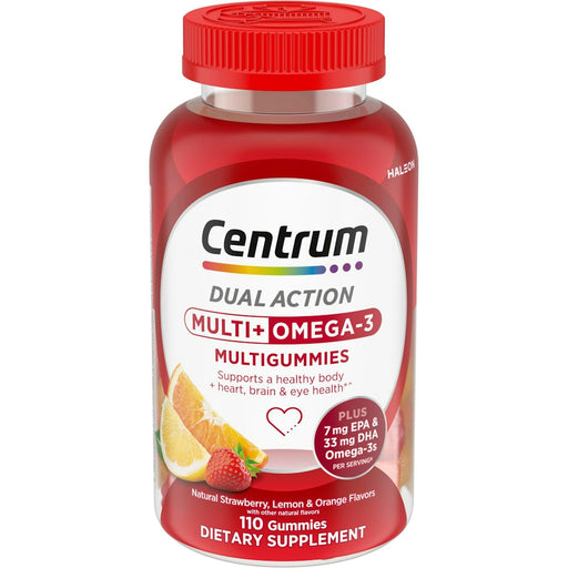 Centrum Centrum Multigummies, Multi + Omega 3, Gummies, Natural Strawberry, Lemon & Orange Flavors 100 ct Vitamins & Supplements White Smoke
