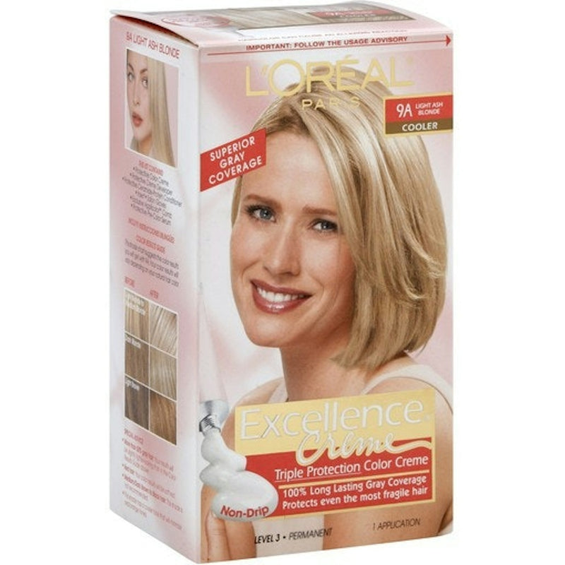 L'Oreal Paris L'Oreal Paris Excellence Triple Protection Color Creme, Level 3 Permanent, Light Ash Blonde/Cooler 9A Hair Color Light Gray