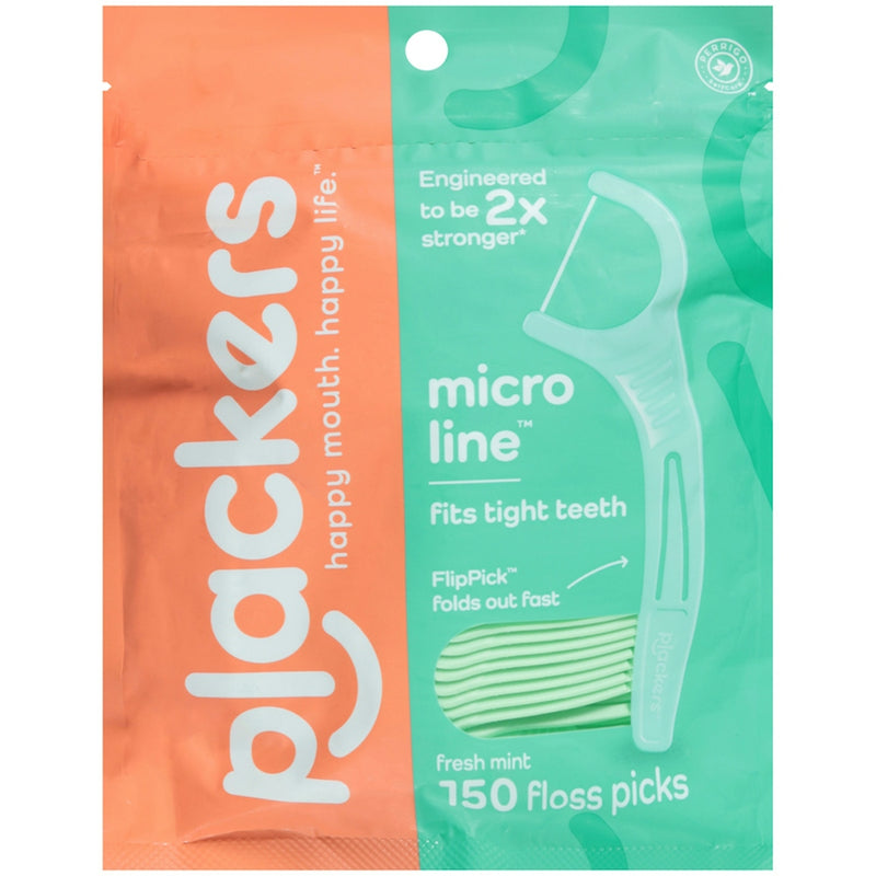 Plackers Plackers Micro  Line Fresh Mint Floss Picks 150Ea Dental Floss Medium Aquamarine