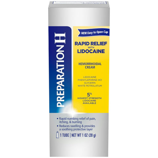 Preparation H Preparation H Rapid Relief With Lidocaine  Hemorrhoidal Cream 1 Oz Health & Beauty Gray