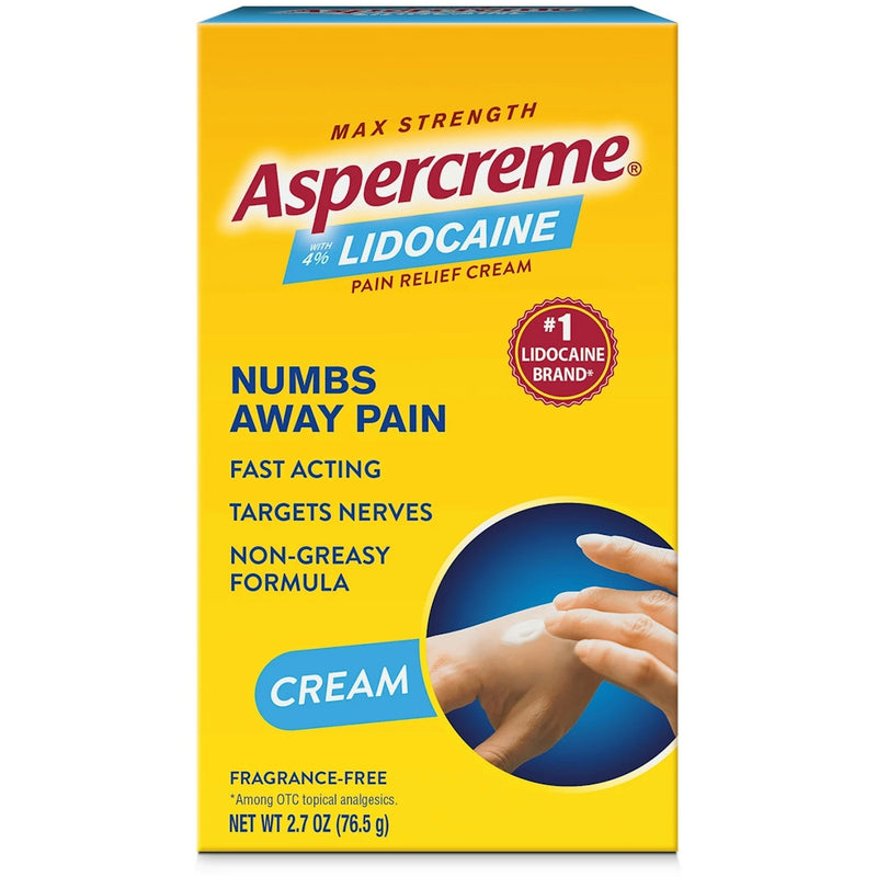 Aspercreme Aspercreme Lidocaine Pain Relief Cream with Moisturizing Aloe, 2.7 oz Tube Medicine & Drugs Gold