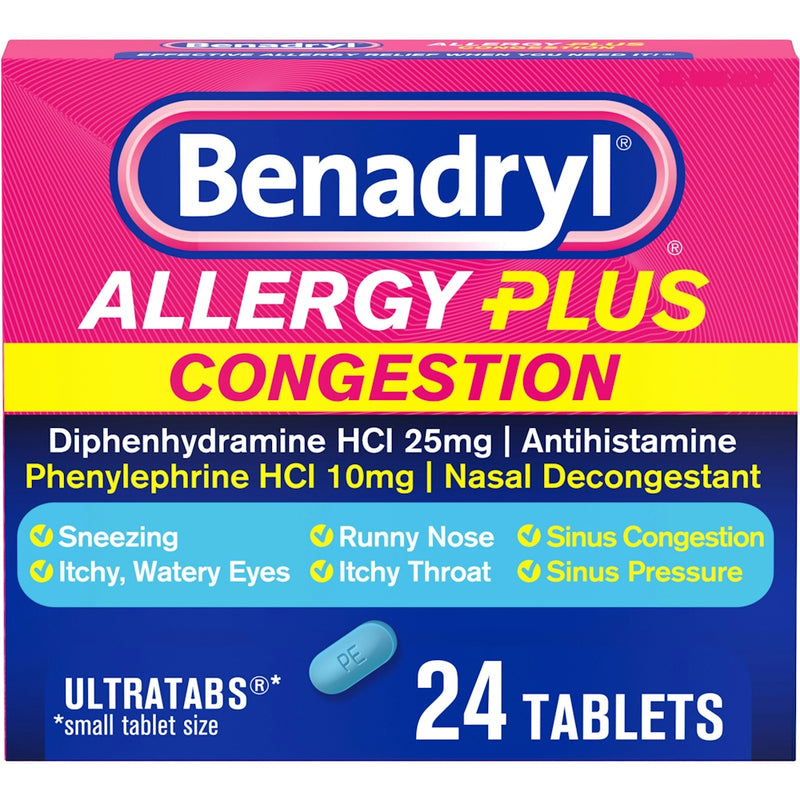 Benadryl Benadryl Allergy Plus Congestion 24 Tablets Health & Beauty Dark Slate Blue