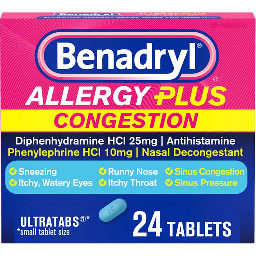 Benadryl Benadryl Allergy Plus Congestion 24 Tablets Health & Beauty Dark Slate Blue