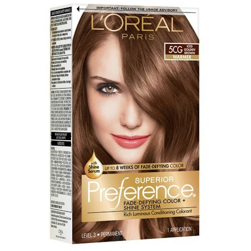 L'Oreal Paris L'Oreal Paris Superior Preference Fade-Defying Shine Permanent Hair Color, 5CG Iced Golden Brown, 1 Kit Hair Color Dark Slate Gray