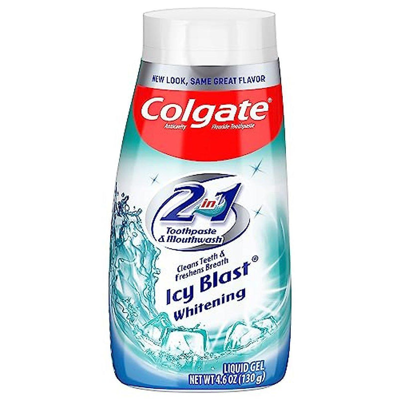 Colgate Colgate Toothpaste, Anticavity Fluoride, 2 In 1 Toothpaste & Mouthwash, Icy Blast Whitening, Liquid Gel 4.6 Oz Toothpaste White Smoke