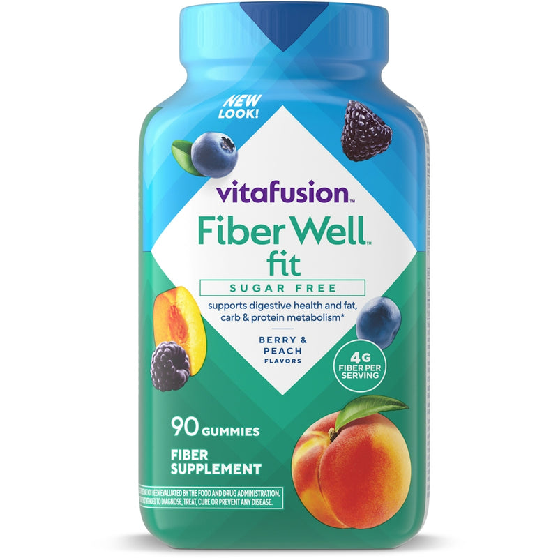 Vitafusion Vitafusion Fiber Well Sugar Free Peach, Raspberry & Berry Flavor Fit 90 Gummies Vitamins & Supplements White Smoke