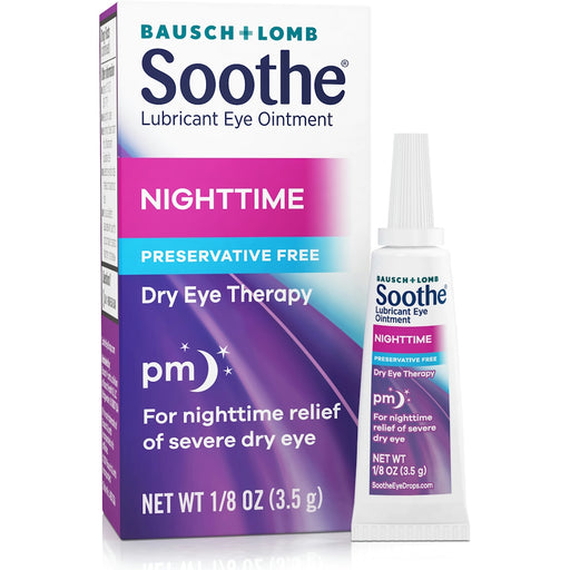 Bausch + Lomb Soothe Nighttime Eye Ointment – Overnight Lubricant for Dry Eyes, 3.5g Tube Vision Care White Smoke