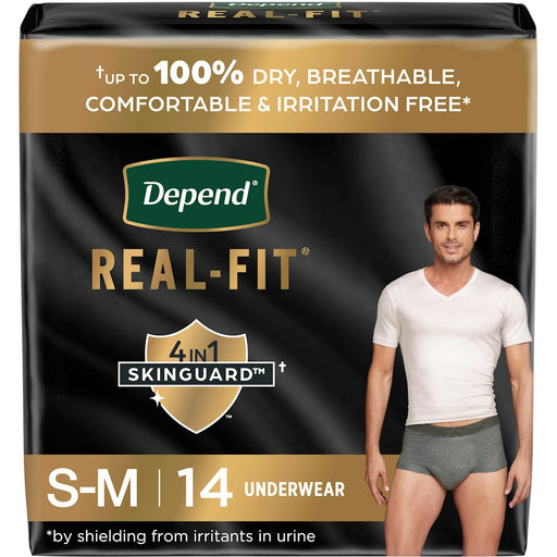 Depend Depend Real Fit Incontinence Underwear For Men, Disposable, Maximum Absorbency, Small/Medium, Grey Underwear Black