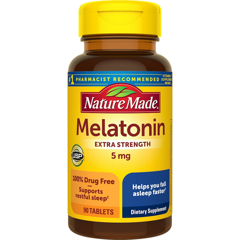 Nature Made Nature Made® Melatonin 5 mg – Extra Strength Sleep Aid (90 Tablets) Vitamins & Supplements White Smoke