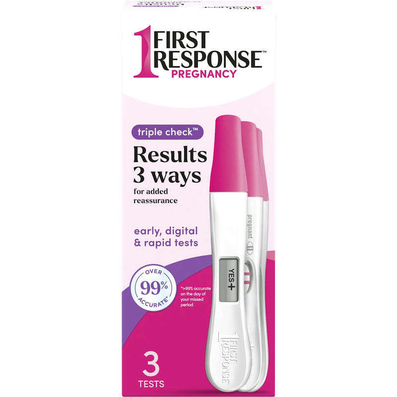 0 First Response Triple Check Pregnancy Test Kit 3 Ct Box Pregnancy Tests White Smoke Default Title
