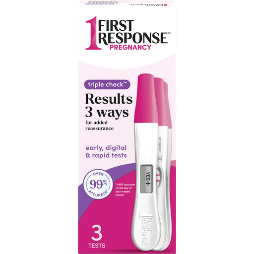 0 First Response Triple Check Pregnancy Test Kit 3 Ct Box Pregnancy Tests White Smoke Default Title
