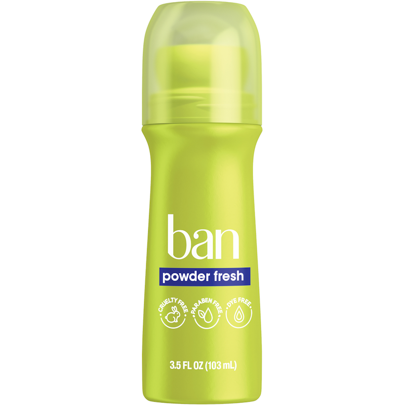 Ban Ban Invisible Roll On Powder Fresh Antiperspirant Deodorant 3.5 Fl Oz Deodorant Yellow Green