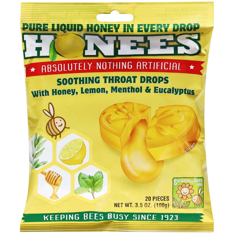Honees Honees Honey Lemon Menthol Eucalyptus Cough Drops Health & Beauty Light Goldenrod