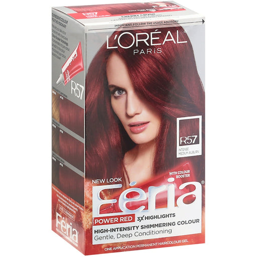 0 L'Oreal Paris Feria Power Reds Permanent Hair Color, R57 Intense Medium Auburn Hair Color White Smoke Default Title