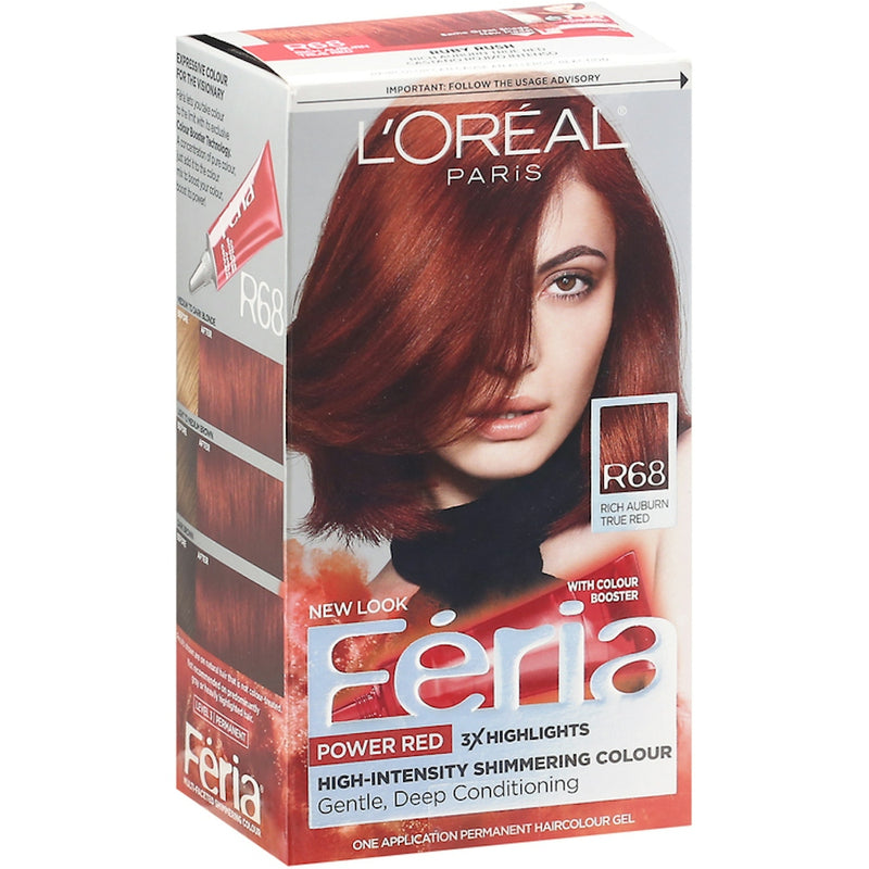 Feria Feria L'Oréal Paris Multi-Faceted Permanent Hair Color - R68 Rich Auburn True Red Hair Color White Smoke
