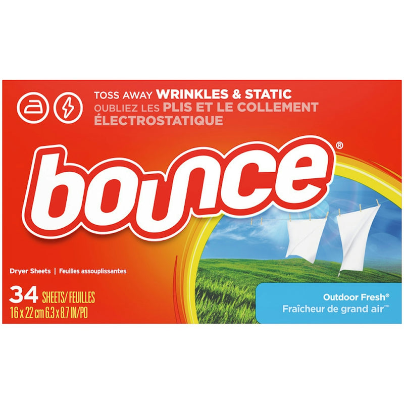 Bounce Bounce Dryer Sheets, Outdoor Fresh Scent, Fabric Softener & Static Control, 34 Count Fabric Softeners & Dryer Sheets Orange Red
