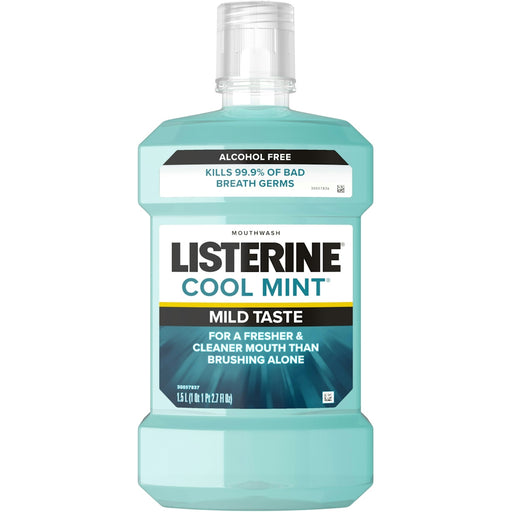 Listerine Listerine Mouthwash, Zero Alcohol, Cool Mint 50.7 Fl Oz Mouthwash White Smoke