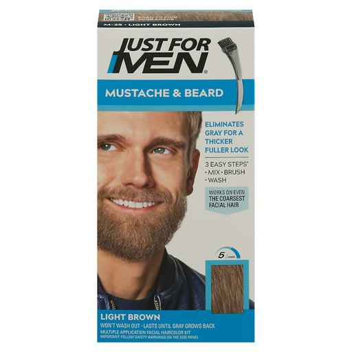 Just For Men Just For Men Brush-In Color Gel for Mustache & Beard, Light Brown M-25, 1 ea / 0.5 Oz Shaving & Grooming Gray