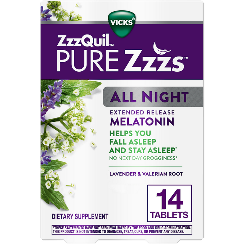 Vicks Vicks ZzzQuil PURE Zzzs All Night – Extended Release Melatonin Personal Care White Smoke