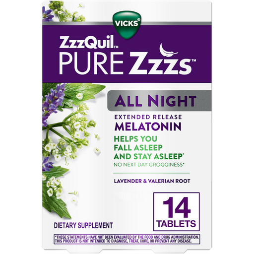 Vicks Vicks ZzzQuil PURE Zzzs All Night – Extended Release Melatonin Personal Care White Smoke