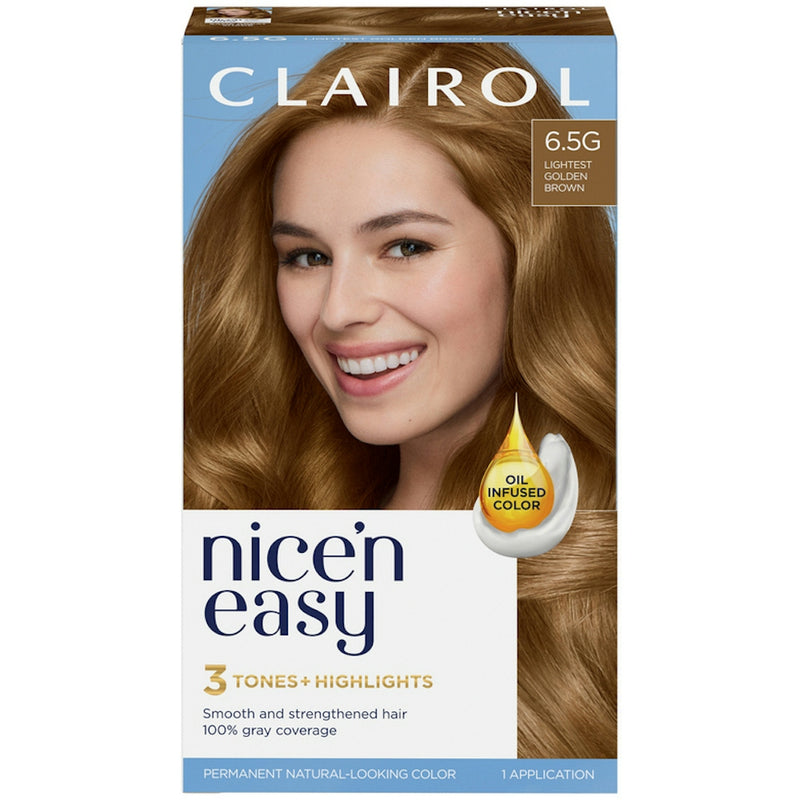 Clairol Nice’n Easy Hair Color, Permanent, Lightest Golden Brown 6.5G Hair Color Dark Olive Green Default Title